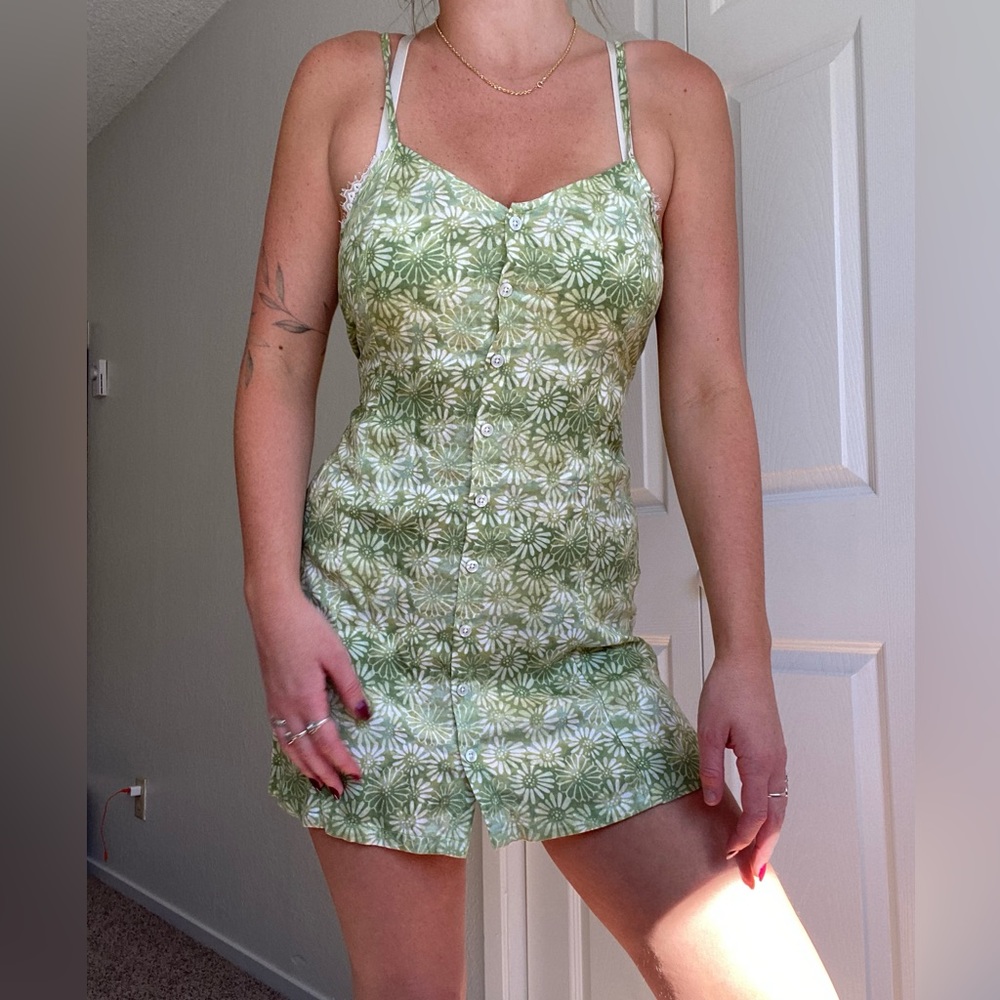 Green Floral Mini Sundress